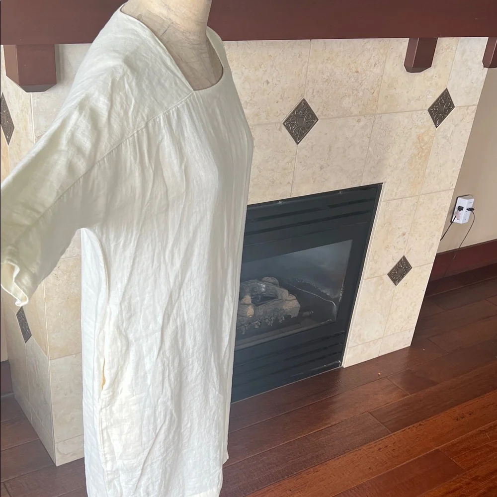 Black Crane Linen Cocoon Dress w pockets - Picture 8 of 12